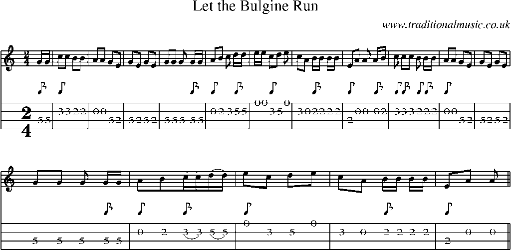 Mandolin Tab and Sheet Music for Let The Bulgine Run