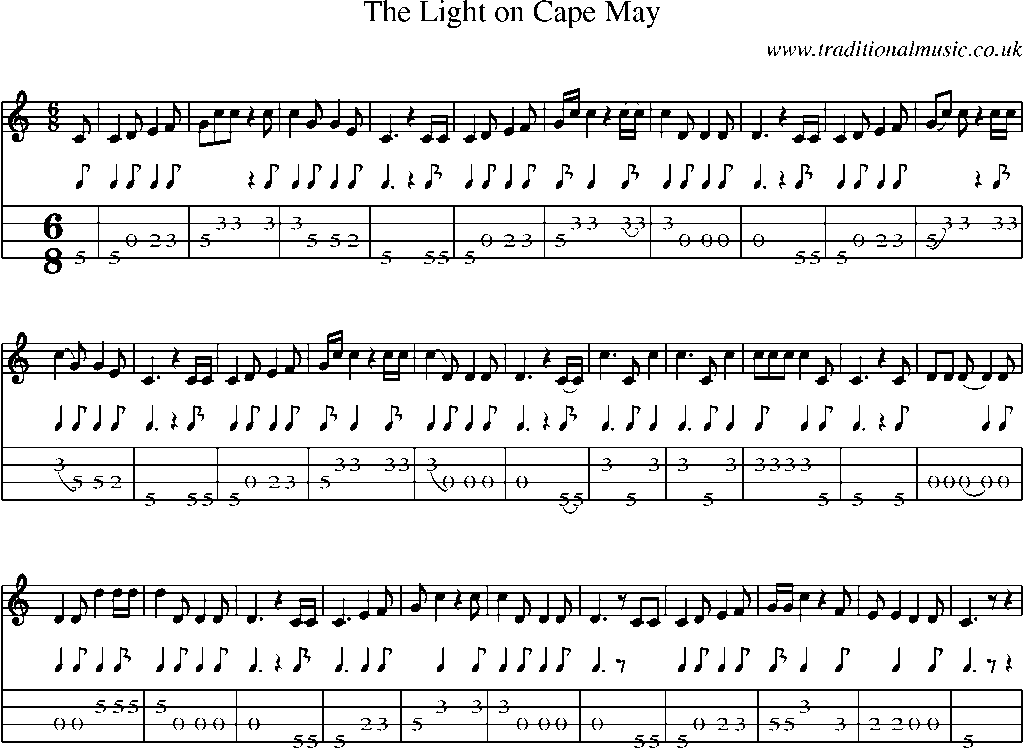 Mandolin Tab and Sheet Music for The Light On Cape May