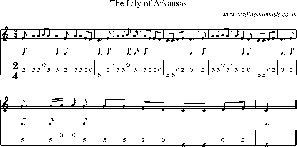 Mandolin Tab and Sheet Music for The Lily Of Arkansas