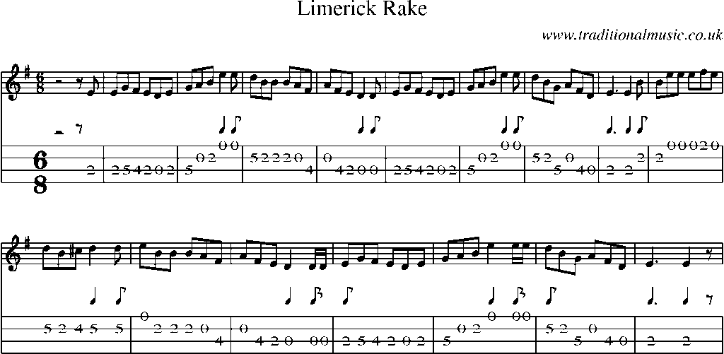 Mandolin Tab and Sheet Music for Limerick Rake