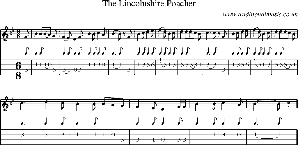 Mandolin Tab and Sheet Music for The Lincolnshire Poacher