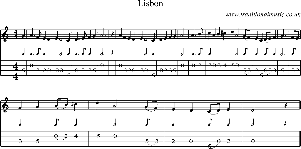 Mandolin Tab and Sheet Music for Lisbon