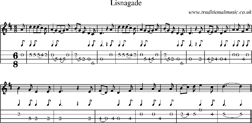 Mandolin Tab and Sheet Music for Lisnagade
