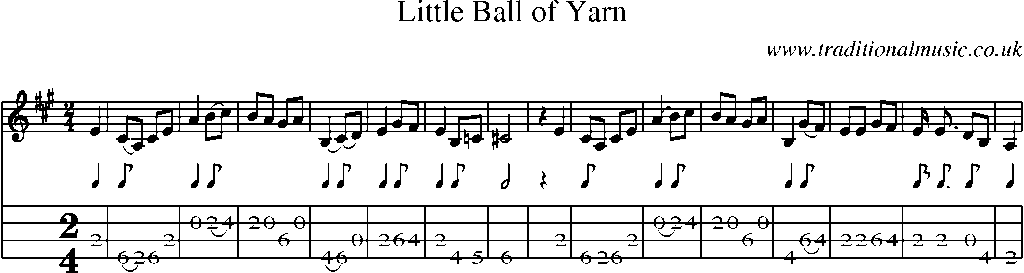 Mandolin Tab and Sheet Music for Little Ball Of Yarn