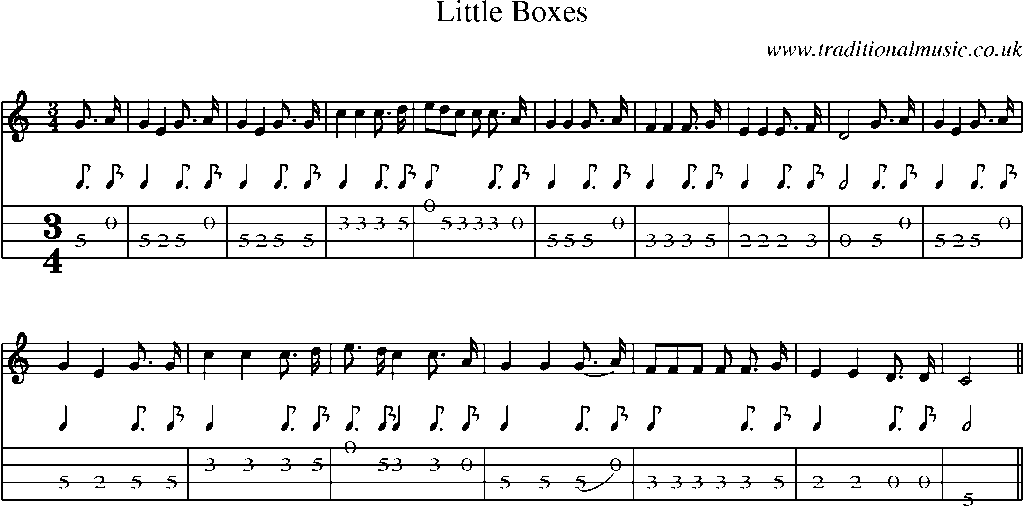 Mandolin Tab and Sheet Music for Little Boxes