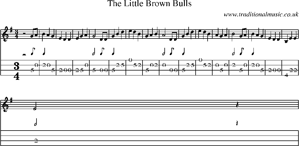 Mandolin Tab and Sheet Music for The Little Brown Bulls