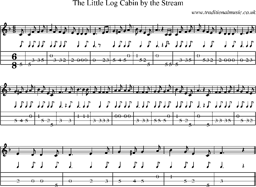 Mandolin Tab and Sheet Music for The Little Log Cabin By The Stream