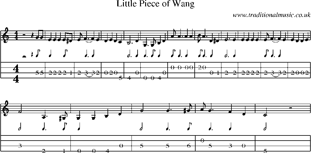 Mandolin Tab and Sheet Music for Little Piece Of Wang