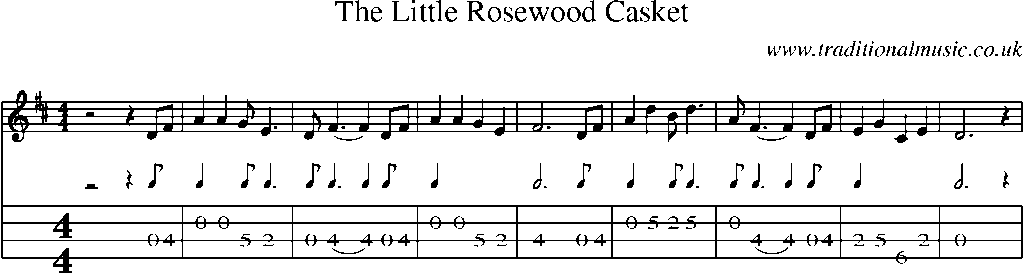 Mandolin Tab and Sheet Music for The Little Rosewood Casket