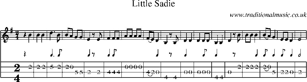Mandolin Tab and Sheet Music for Little Sadie