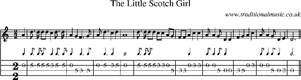 Mandolin Tab and Sheet Music for The Little Scotch Girl
