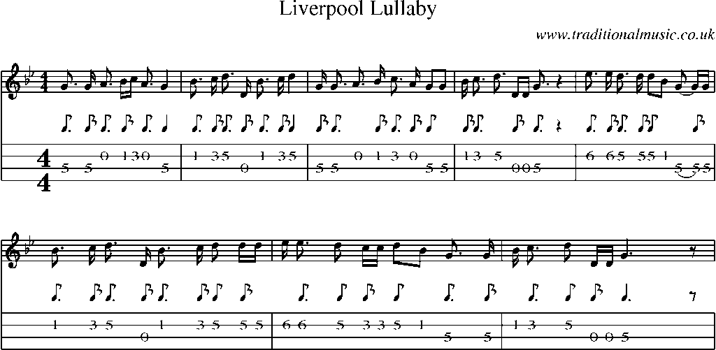 Mandolin Tab and Sheet Music for Liverpool Lullaby