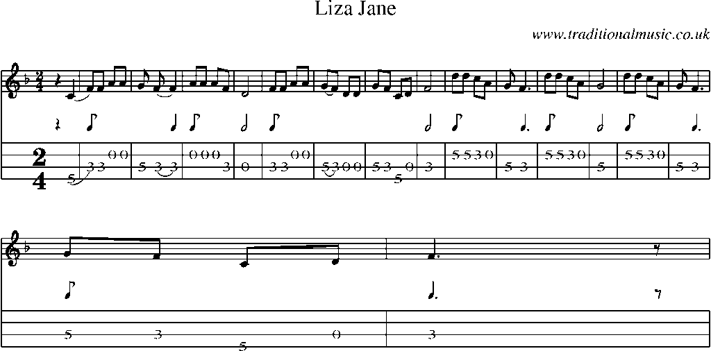 Mandolin Tab and Sheet Music for Liza Jane