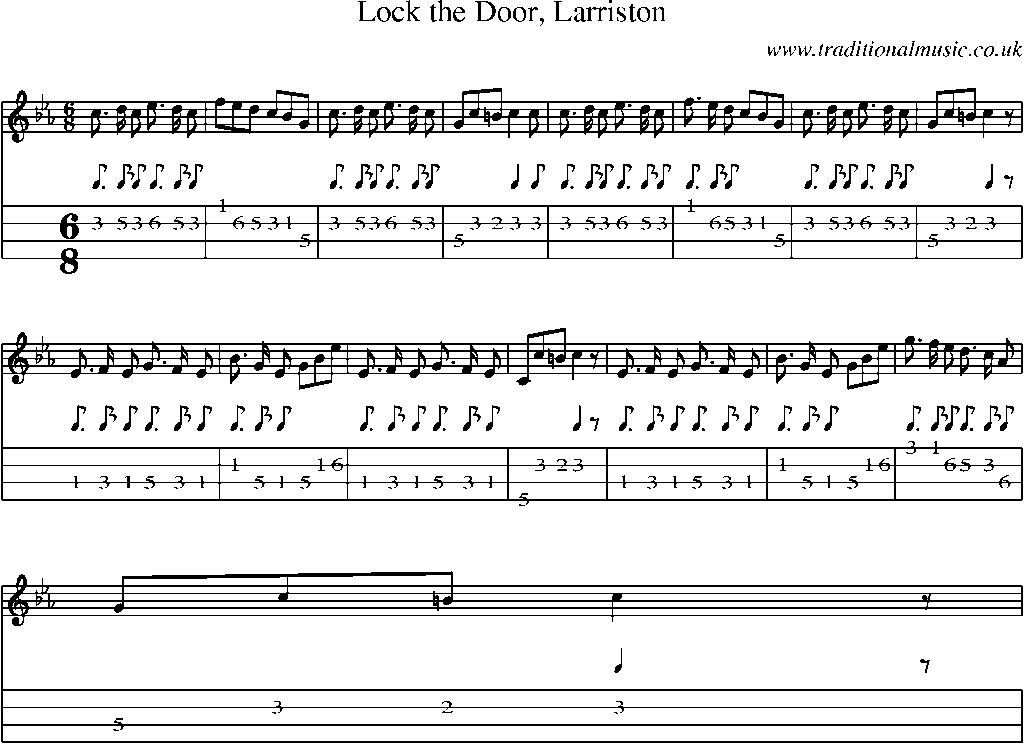 Mandolin Tab and Sheet Music for Lock The Door, Larriston