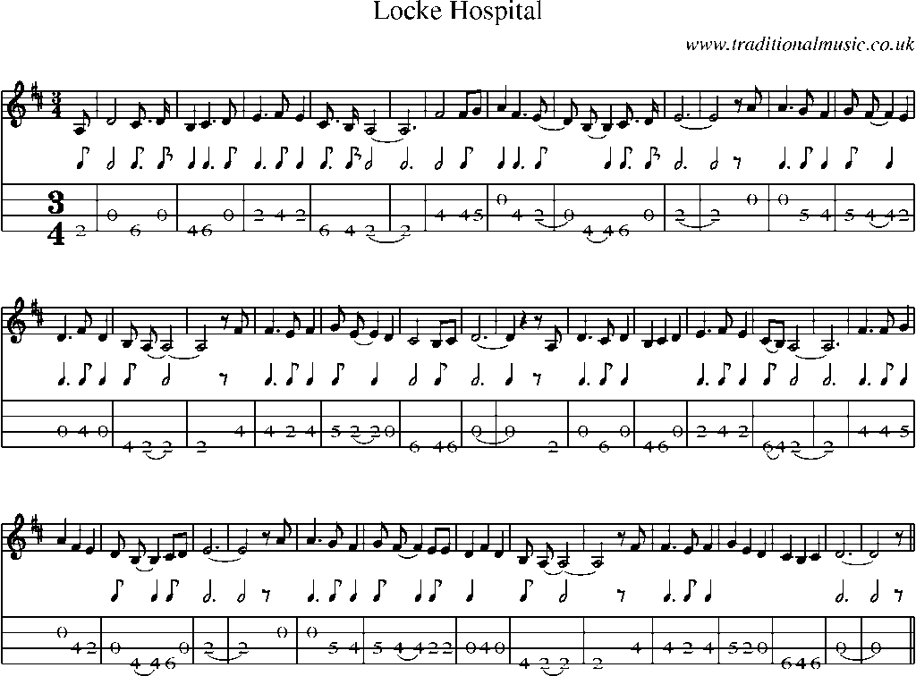 Mandolin Tab and Sheet Music for Locke Hospital