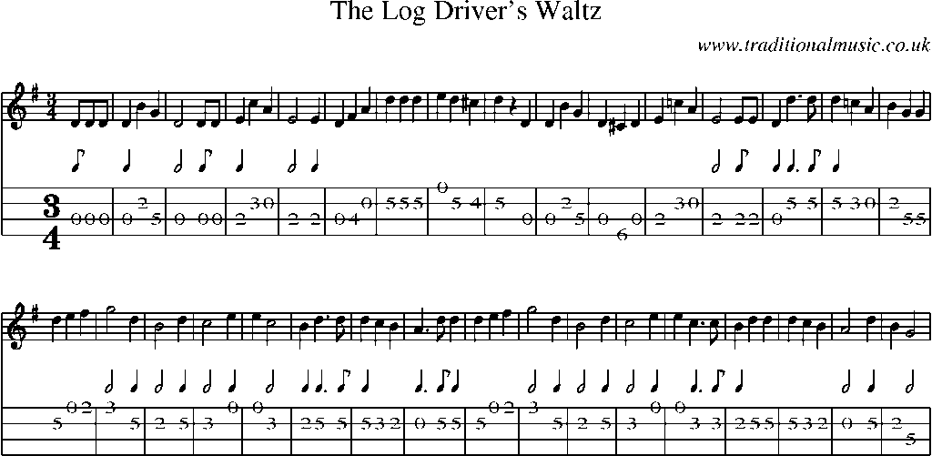 Mandolin Tab and Sheet Music for The Log Driver's Waltz