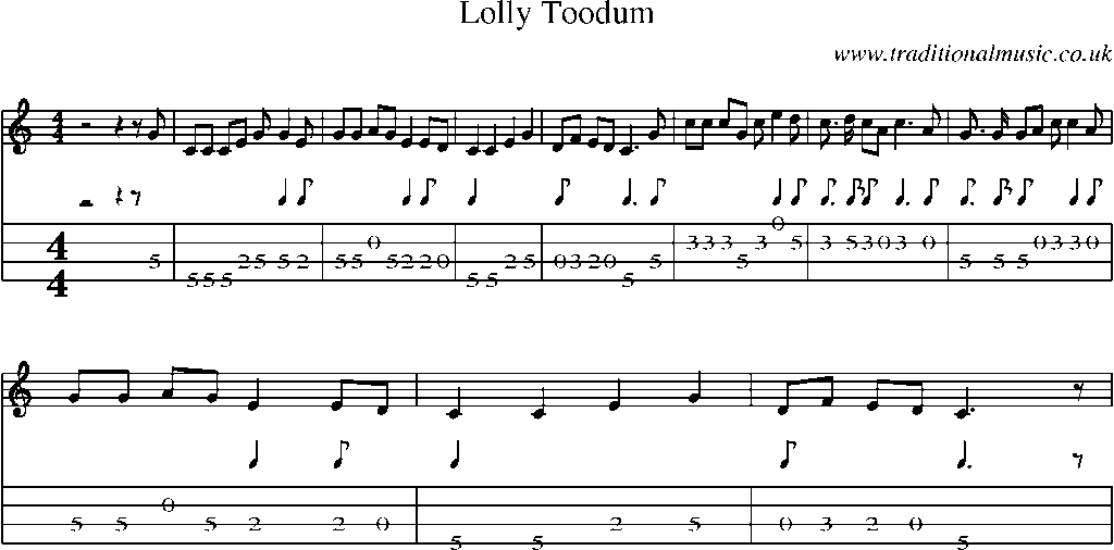 Mandolin Tab and Sheet Music for Lolly Toodum
