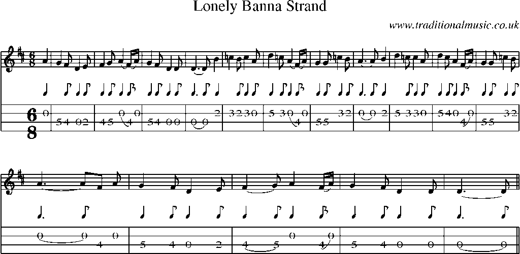 Mandolin Tab and Sheet Music for Lonely Banna Strand