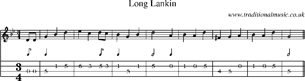 Mandolin Tab and Sheet Music for Long Lankin