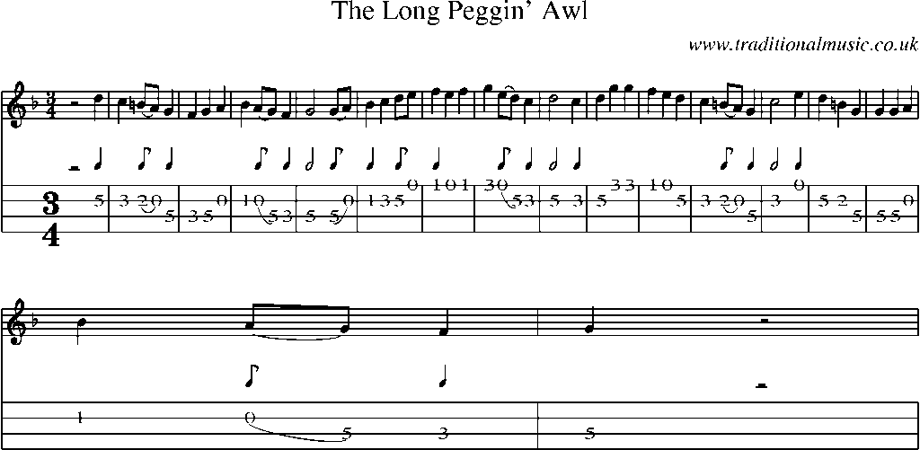 Mandolin Tab and Sheet Music for The Long Peggin' Awl