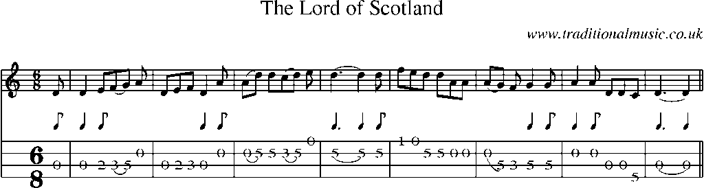 Mandolin Tab and Sheet Music for The Lord Of Scotland