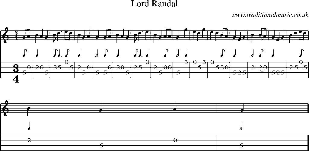 Mandolin Tab and Sheet Music for Lord Randal(1)