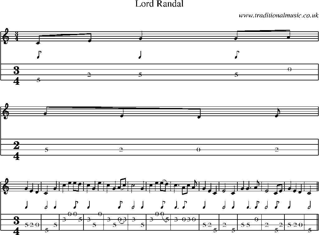 Mandolin Tab and Sheet Music for Lord Randal(18)
