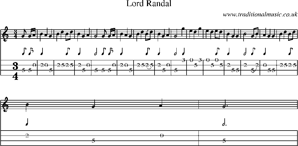 Mandolin Tab and Sheet Music for Lord Randal(2)
