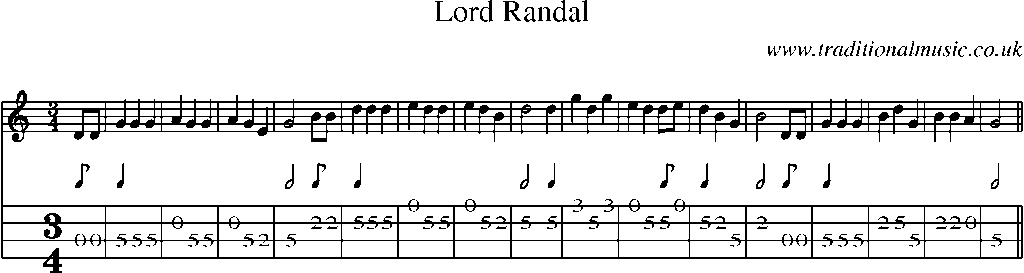 Mandolin Tab and Sheet Music for Lord Randal(5)