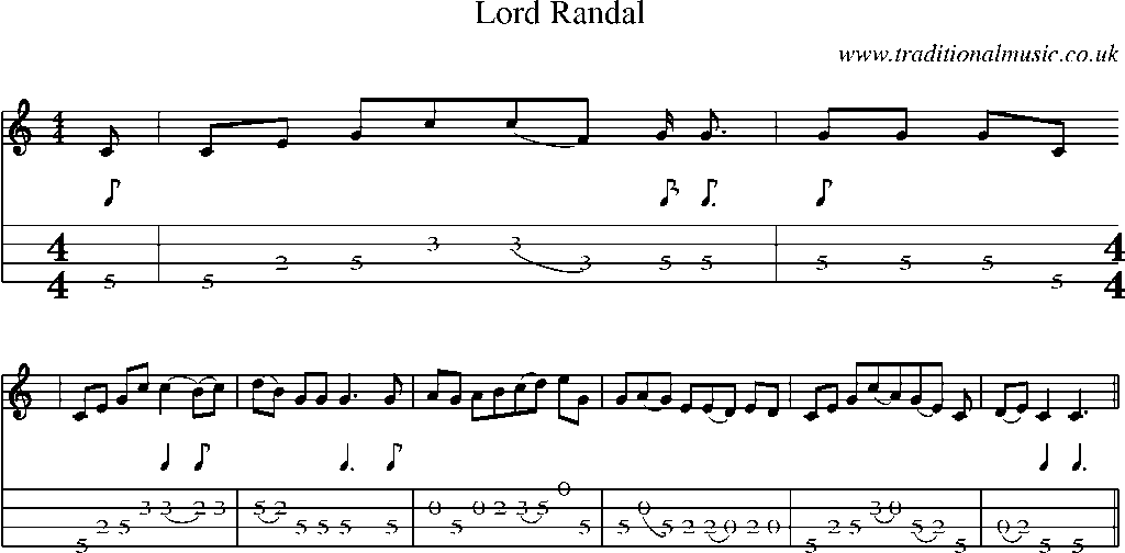 Mandolin Tab and Sheet Music for Lord Randal(6