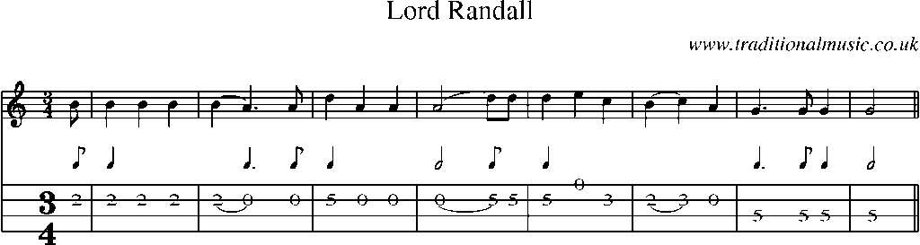 Mandolin Tab and Sheet Music for Lord Randall(2)