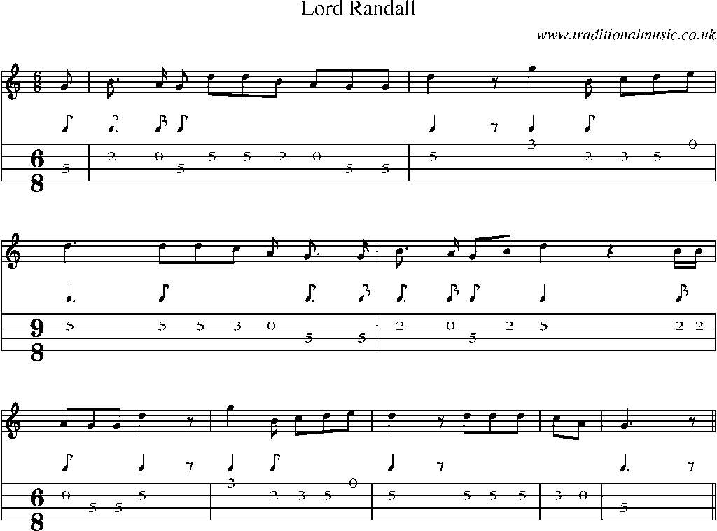 Mandolin Tab and Sheet Music for Lord Randall(5)