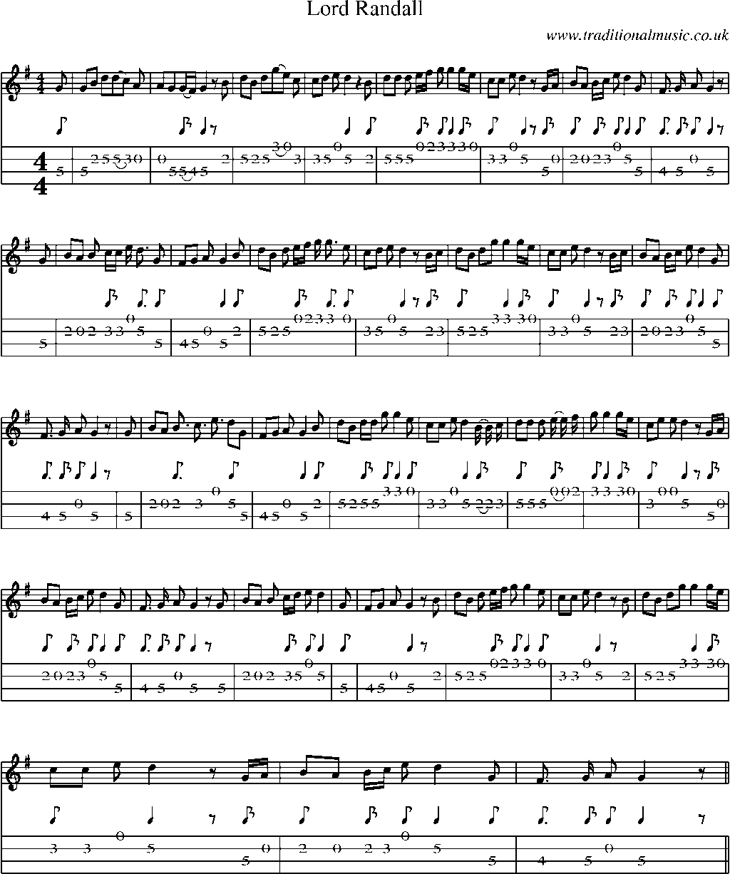Mandolin Tab and Sheet Music for Lord Randall(7)