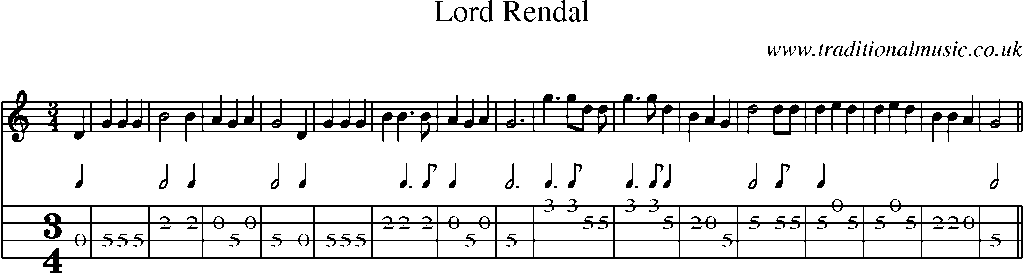 Mandolin Tab and Sheet Music for Lord Rendal(1)