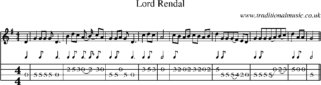 Mandolin Tab and Sheet Music for Lord Rendal(12)