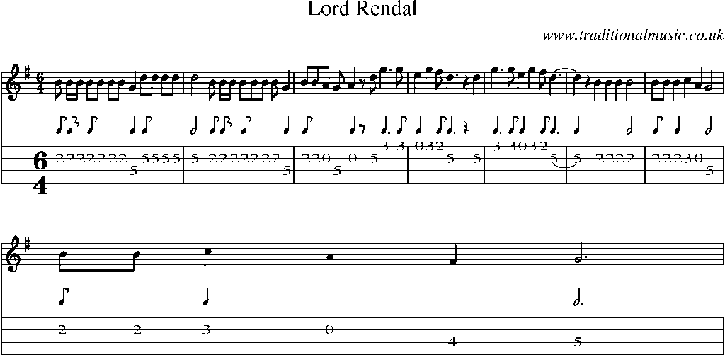 Mandolin Tab and Sheet Music for Lord Rendal(14)
