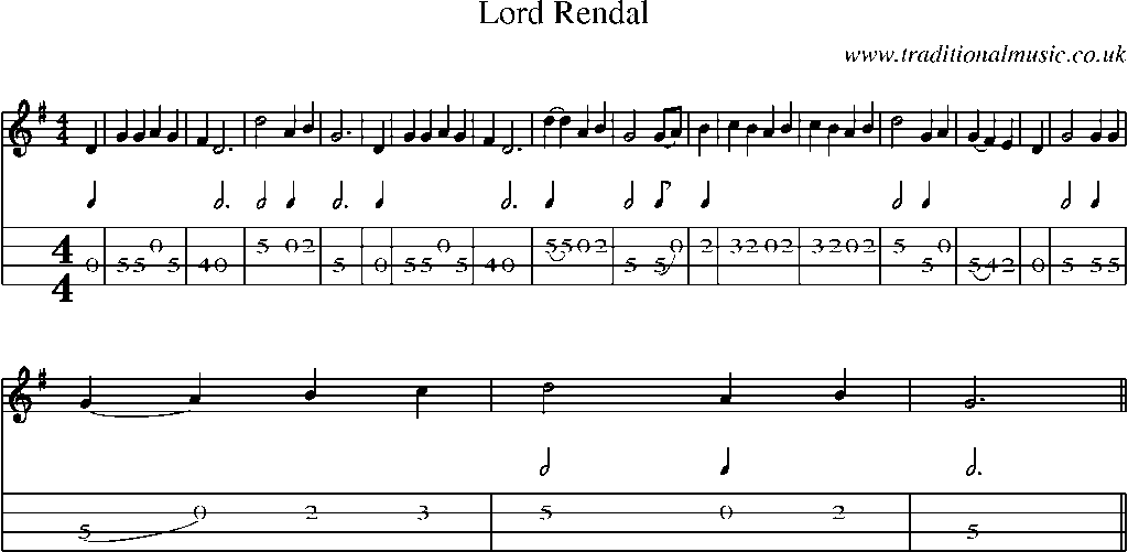 Mandolin Tab and Sheet Music for Lord Rendal(3)