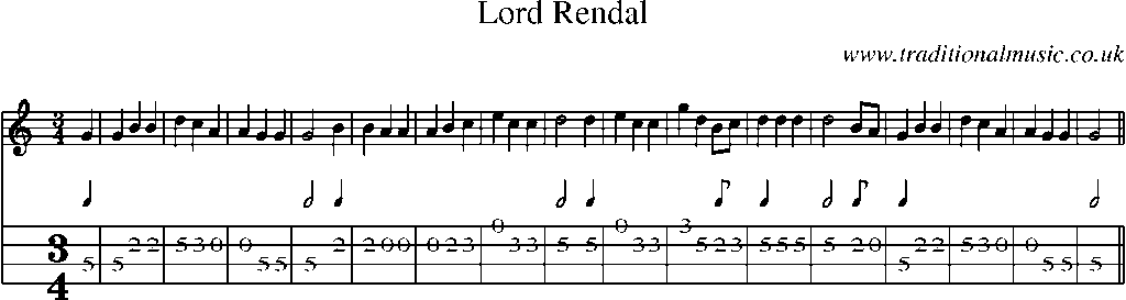 Mandolin Tab and Sheet Music for Lord Rendal(5)