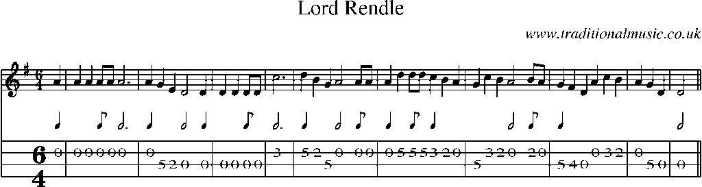 Mandolin Tab and Sheet Music for Lord Rendle(1)