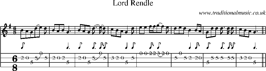 Mandolin Tab and Sheet Music for Lord Rendle