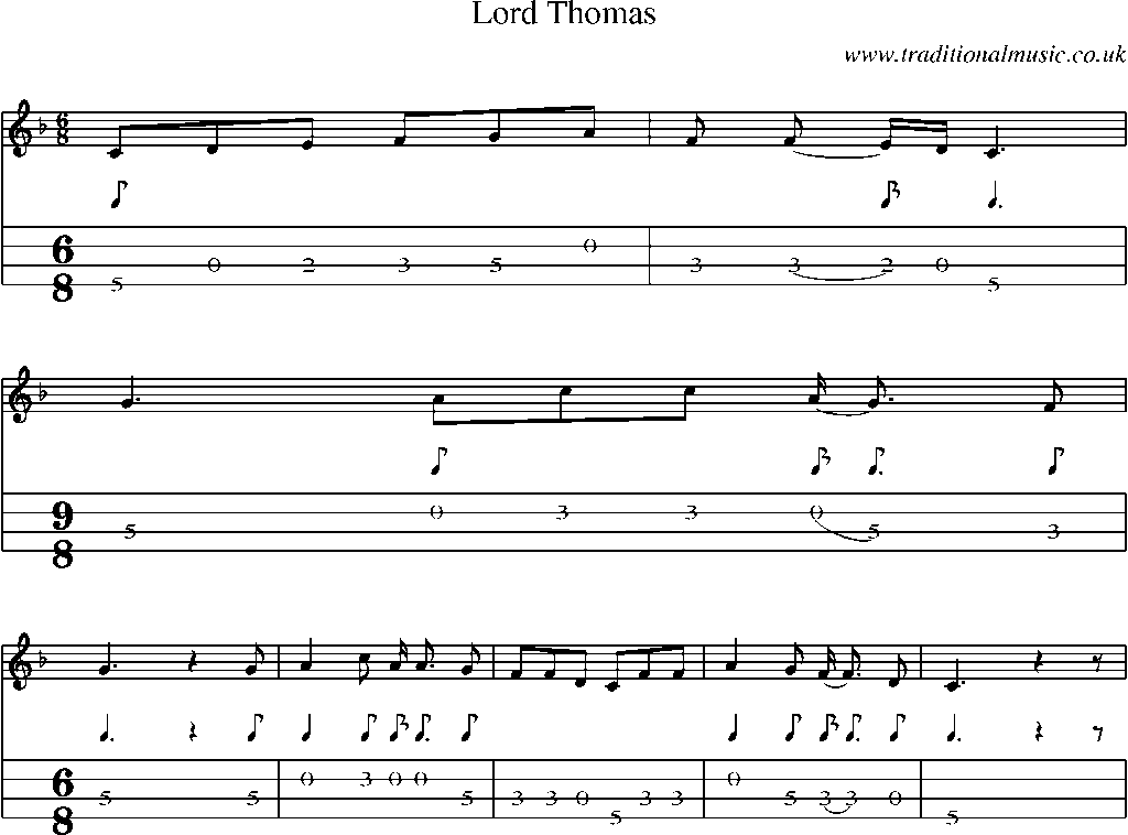 Mandolin Tab and Sheet Music for Lord Thomas