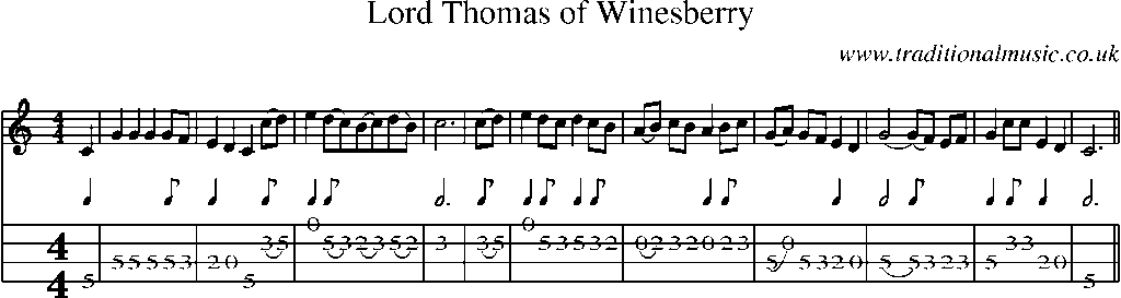 Mandolin Tab and Sheet Music for Lord Thomas Of Winesberry