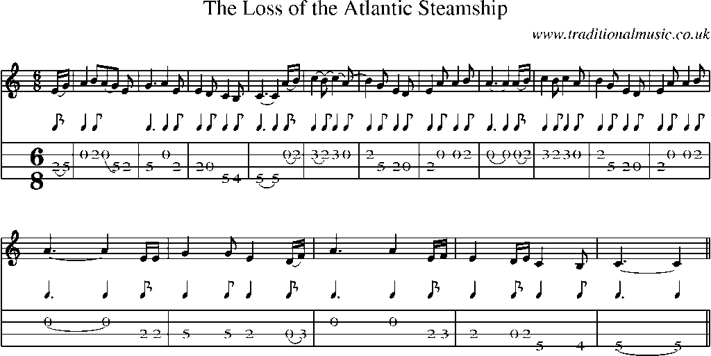 Mandolin Tab and Sheet Music for The Loss Of The Atlantic Steamship