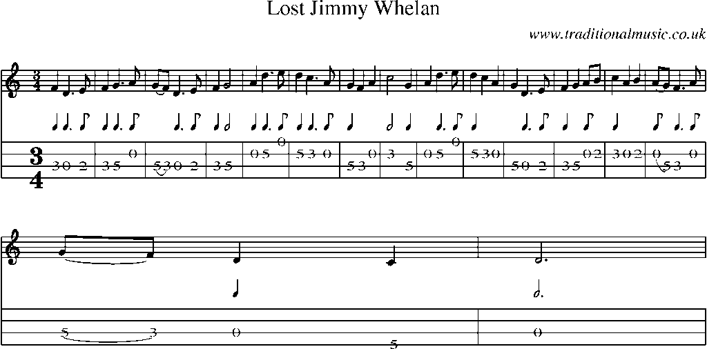 Mandolin Tab and Sheet Music for Lost Jimmy Whelan(1)