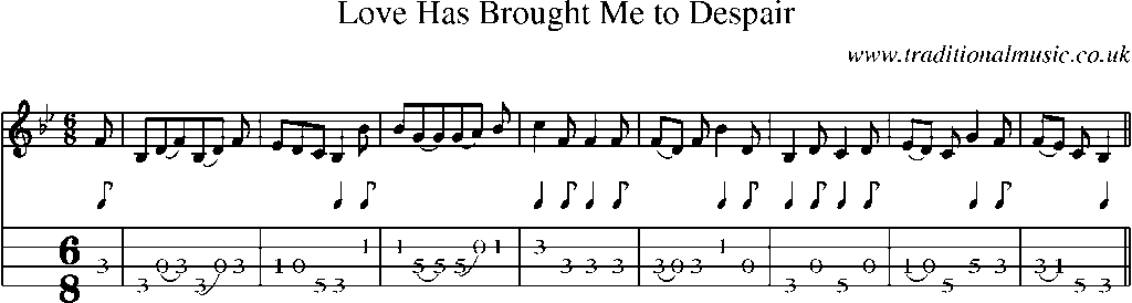 Mandolin Tab and Sheet Music for Love Has Brought Me To Despair