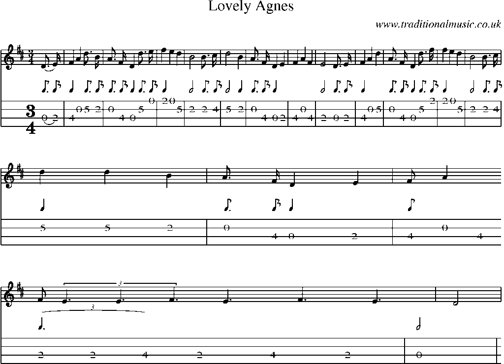 Mandolin Tab and Sheet Music for Lovely Agnes