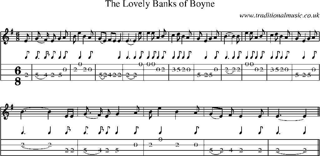 Mandolin Tab and Sheet Music for The Lovely Banks Of Boyne