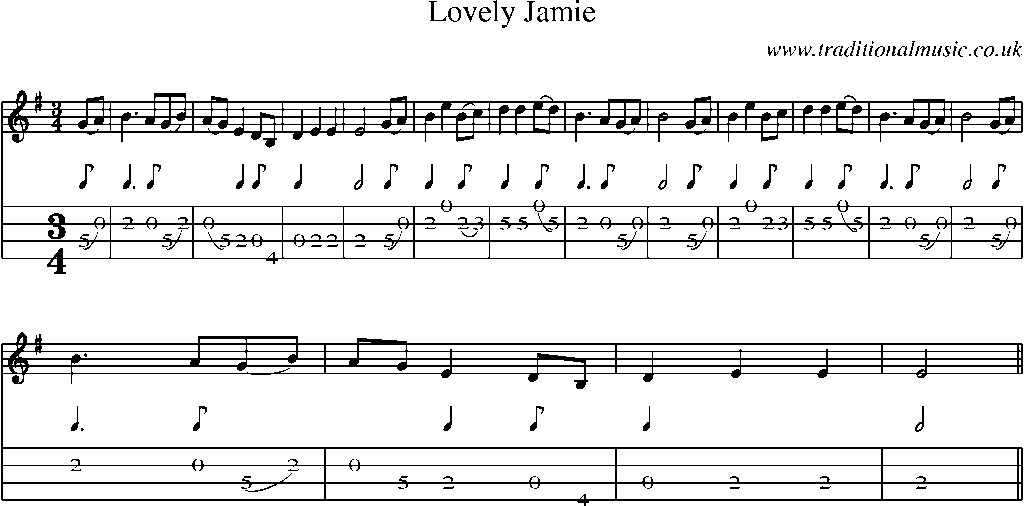 Mandolin Tab and Sheet Music for Lovely Jamie