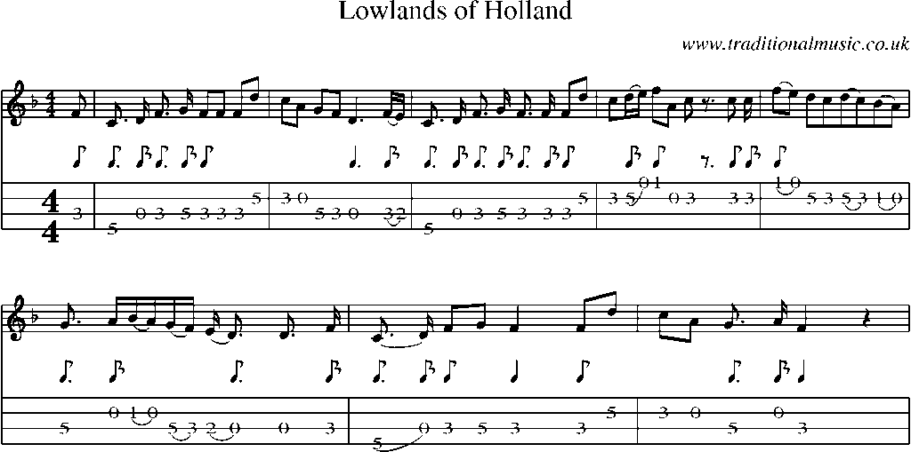 Mandolin Tab and Sheet Music for Lowlands Of Holland(1)