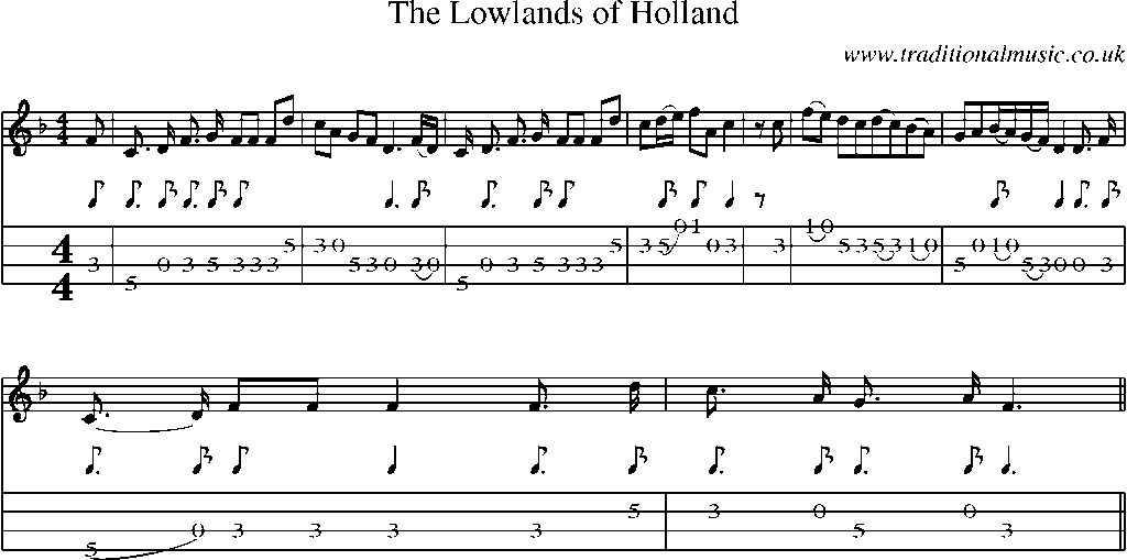 Mandolin Tab and Sheet Music for The Lowlands Of Holland